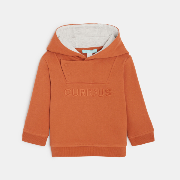 كنزة (سترة) من قماش الميلتون، مع غطاء للرأس، باللون البرتقالي، للفتيان الرُضع